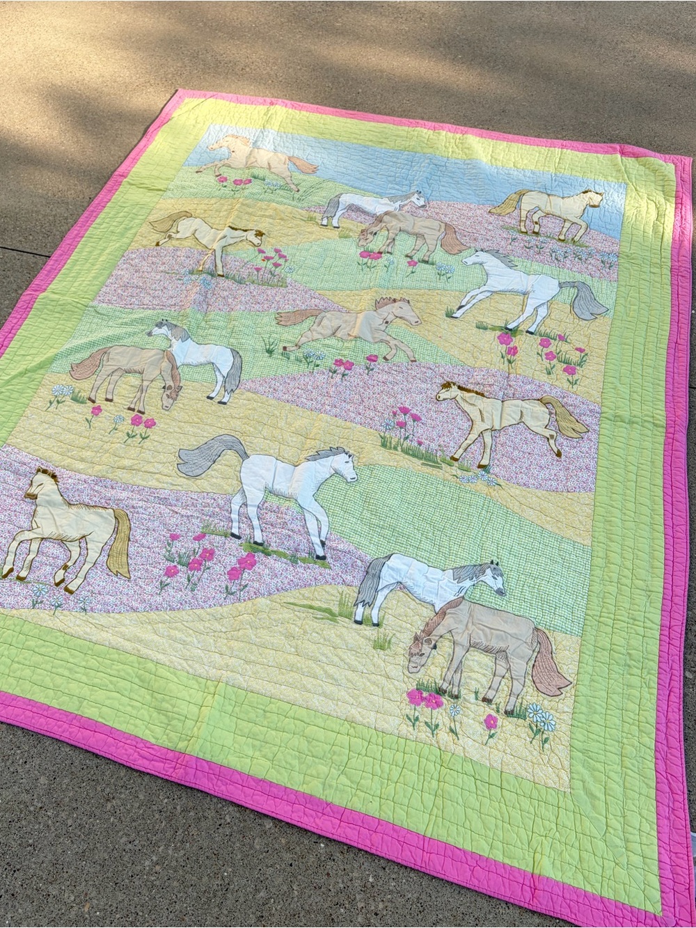 Vintage The Company Store Ponies in the Pasture twin quilt patchwork horses